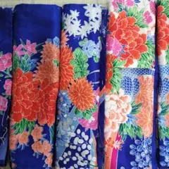 古物化繊地ハギレ5点