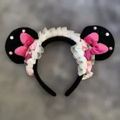 ミッキー耳カチューシャ ピンクリボン