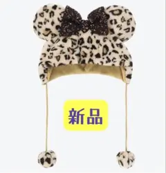 ヒョウ柄ファンキャップ 新品 隠れミッキーあり