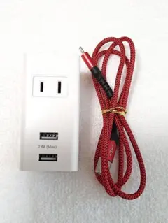 USB付きコンセプトタップ＆ Type-C to USB 赤いケーブル1mセット
