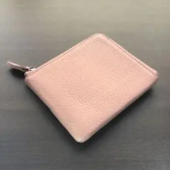 【土日限定値下げ！】L字型ファスナー 財布 本革 シボ加工 ミニ財布 ピンク