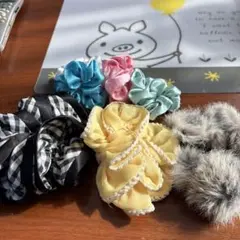 カラフルヘアシュシュ7個セット