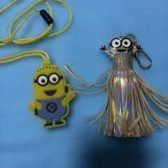USJ ミニオン キーホルダー＋光るネックストラップセット 中古