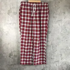 Y2699古着　チェックパンツ　パジャマパンツ　赤　白　黒　90s Y2K