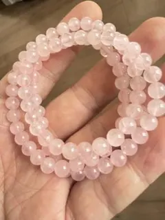 新品　高品質ローズクォーツブレスレット　天然石　多層巻き勧め　珠8mm送料無料