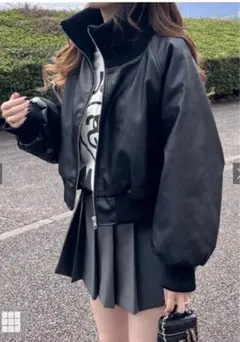 フェイクレザーブルゾン