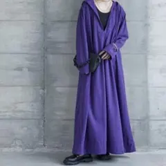 大きいサイズ 薄手コーデュロイパーカーマキシワンピース GEVS.