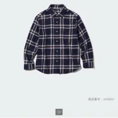 UNIQLO ネイビー系チェック フランネル長袖シャツ キッズ150