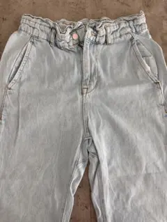 【美品】ZARA ライトブルーデニムパンツ ウエストリボン付き