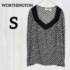 値下げ歓迎★Worthington 総柄 長袖トップス【S】ストレッチ 派手