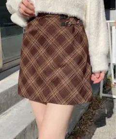 INGNI ビット付チェック柄タイトミニスカパン