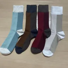 tutuannaメンズストライプデザインソックス4足セット25-27cm 26丈