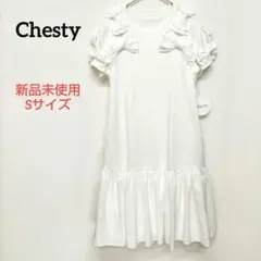 Chesty チェスティ リボン ベロア ワンピース Sサイズ ホワイト