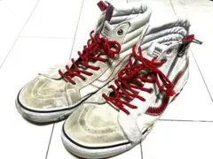 Vans ハイカットスニーカー ホワイト/レッド ジッパー