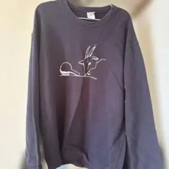 ダークパープル 長袖スウェットシャツ 動物イラスト