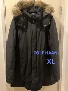 COLE HAAN ファー付き黒ロングダウンジャケット【XL】