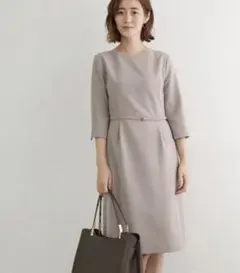 【タグ付き新品】ロペピクニック ストレッチ5分袖ワンピース