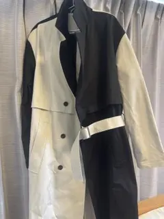 【新品未使用】ZARA カラーブロック ロング トレンチコート 白 黒