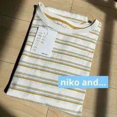 niko and… COLORマイスター半袖Tシャツ アイボリーボーダーMサイズ