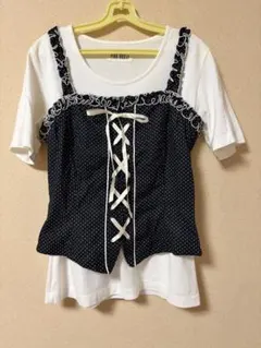 pou dou dou ♥︎ ドット柄ビスチェ サイドジップ付き　Tシャツは参考品のサムネイル
