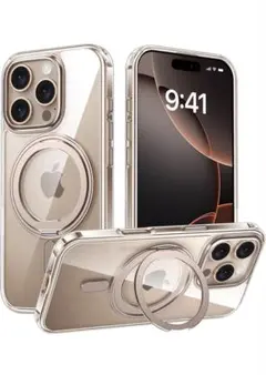 iPhone16Pro ケース クリアデザート 360度回MagSafe対応