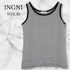 ✨新品タグ付き✨イング　タンクトップ　千鳥柄　クルーネック　春夏　ブラック　M