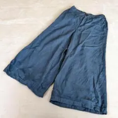 【リフレクト】パンツ　ガウチョパンツ　ワイド　麻　リネン　ゆったり　9　M