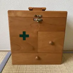 木製救急箱 2段引き出し付き　昭和レトロ