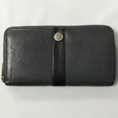 FURLA 長財布　濃グレー　ラウンドジップ　ゴールドファスナー　/M1
