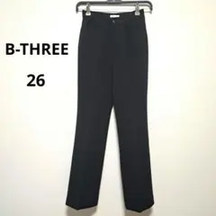 [美品] B-Three 裏起毛ストレッチ セミフレアブラックパンツ