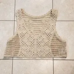 she mo shelly ベージュ編み込みベスト