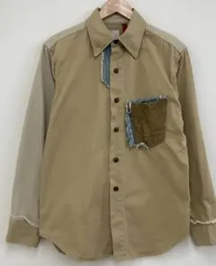 新品未使用品 Levi's ベージュ 長袖シャツ デニムパッチ付きMサイズ