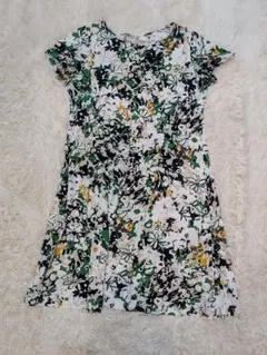 mideu 花柄 半袖 ひざ丈ワンピース Mサイズ 薄手