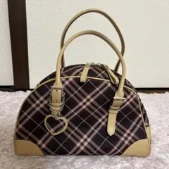 バーバリーブルーレーベル。チェック柄 ミニボストンバック♪美品！ バーバリーブルーレーベル BURBERRY BLUE LABEL ショルダー