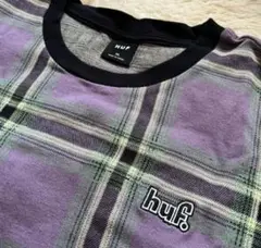 【美品】HUF パープルチェック 半袖 Tシャツ