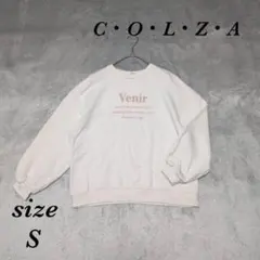 コルザ (S) クルーネック プリント トレーナー 刺繍 長袖 リブ袖 綿100