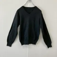 [a1222]無印良品 長袖Vネックセーター グレー M 無地