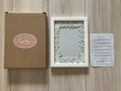 新品未使用フォトフレーム 写真立て 猫 白 天然木 箱・説明書つき