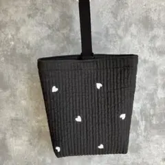 シューズ袋 ブラック ハート ヌビ 上靴 上履き ハンドメイド