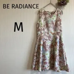 【ビーラディエンス】ノースリーブひざ丈ワンピース 花柄 フラワー M 夏 ピンク