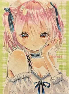 手描きイラスト オリジナル コピック ねこ耳 メイド A5サイズ - メルカリ