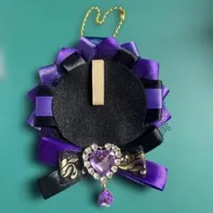 【ハンドメイド】痛ロゼット パープル ブラック 缶バッジ/強力マグネット内蔵
