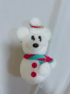 ミッキー　雪だるまぬいぐるみキーホルダー