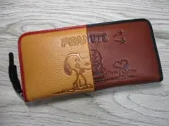 新品 財布 レディース 長財布 ラウンド スヌーピー SNOOPY 本革 BR！
