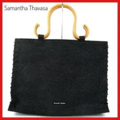 Samantha Thavasa 黒 トートバッグ バンブーハンドル ラメのサムネイル