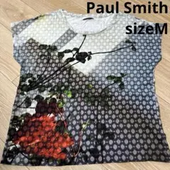 花柄プリント ノースリーブTシャツ グレー系