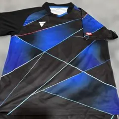 VICTAS卓球用ウェア 黒と青 幾何学模様