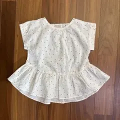 プティマイン ドット柄フリル　トップス ブラウス　110cm 女の子　半袖