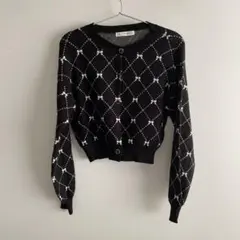 MAJESTIC LEGON リボン柄 カーディガン ブラック