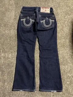 良品 希少 True Religion 濃紺 極太 白ステッチ 28 io